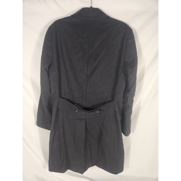 Kenneth Cole Womens Double Breasted Wool Coat Black Timeless Luxury Career L - Picture 2 of 3